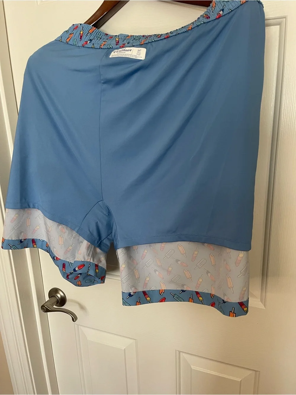 Caribbean Blue Swim Trunks with Orange Drawstring